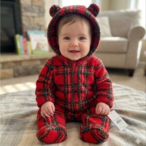 Old Navy Red Plaid Kids Bodysuit